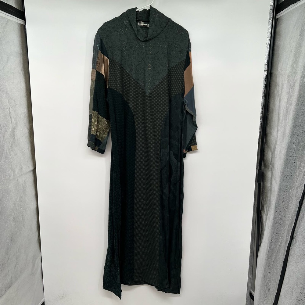VTG Donna Jessica Patchwork Maxi Dress Women's Size 3 Junior Cowl Neck Lagenlook